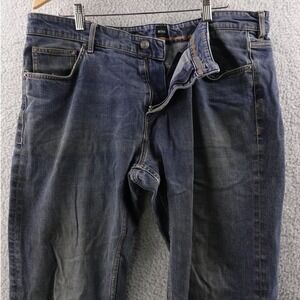 HUGO BOSS Men's Candiani Blue Denim Jeans Stretch Italian Fabric Slim Fit 42x36